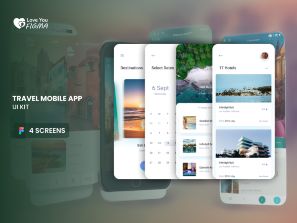 Travel Mobile App UX/UI Figma Kit