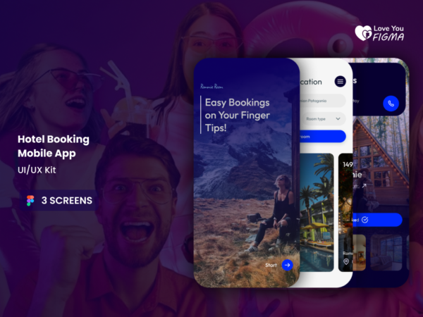 Hotel Booking Mobile App UI/UX Kit | UI UX Design