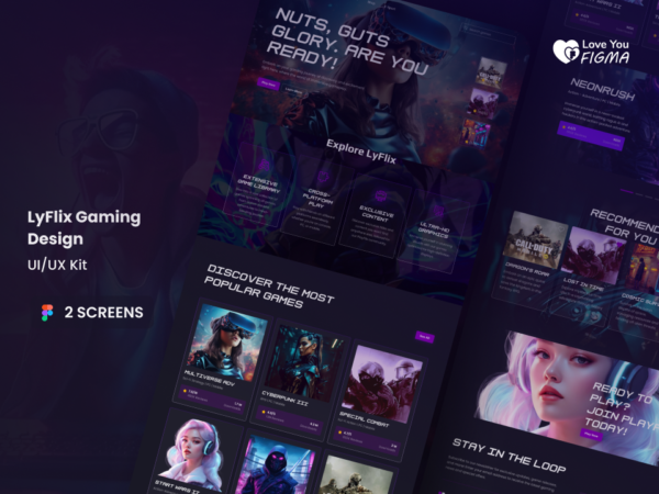 LyFlix Gaming UI Design | Mobile Game Website UI Design