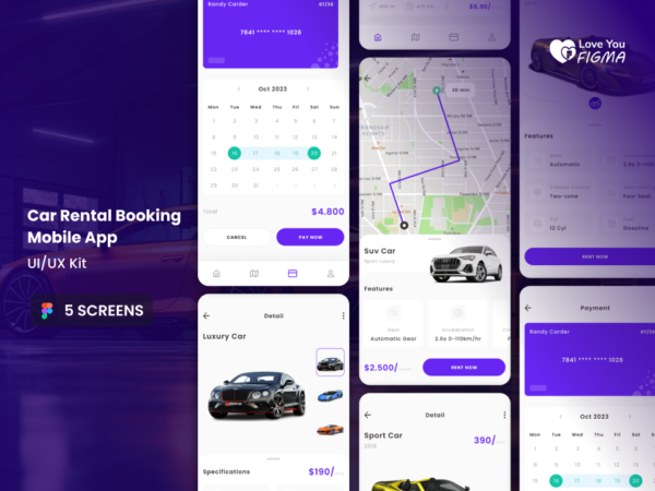 Car Rental Booking App Mobile UI Design